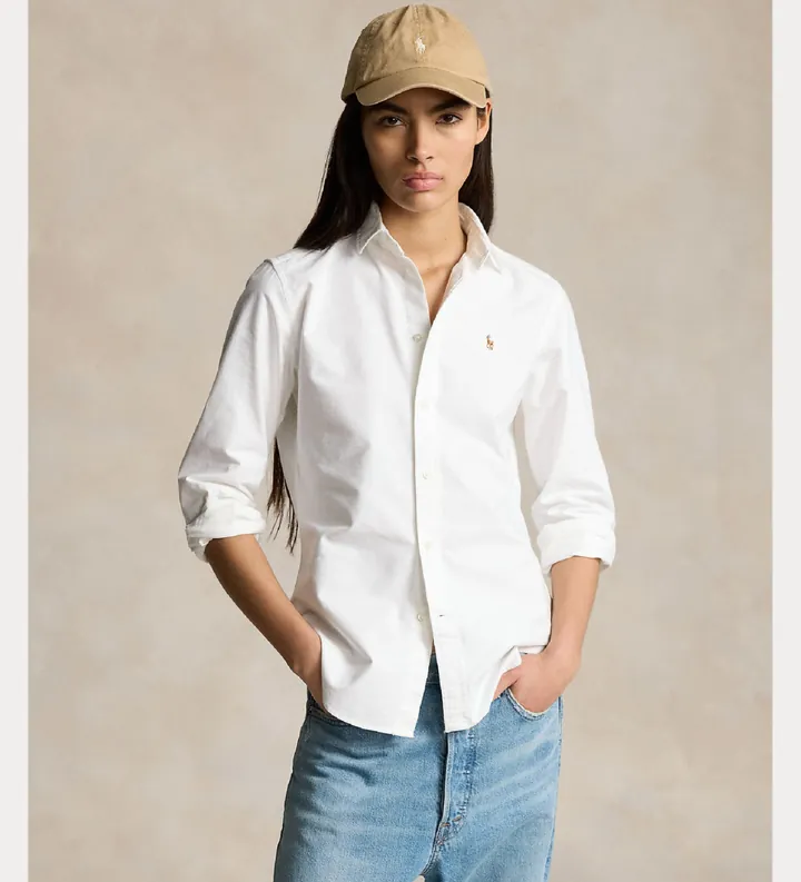 Polo Ralph Lauren para mujer. 211891377003 Camisa oxford Slim blanco (30), Casual, Algodón, Clásico, Manga larga