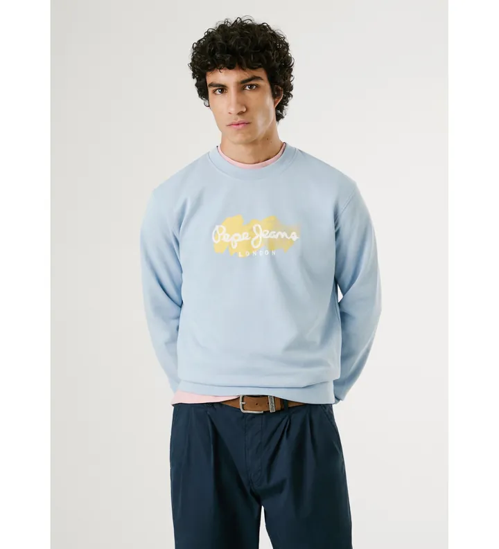 Pepe Jeans para hombre. PM582921 Sudadera Milton azul (L), Casual, Algodón