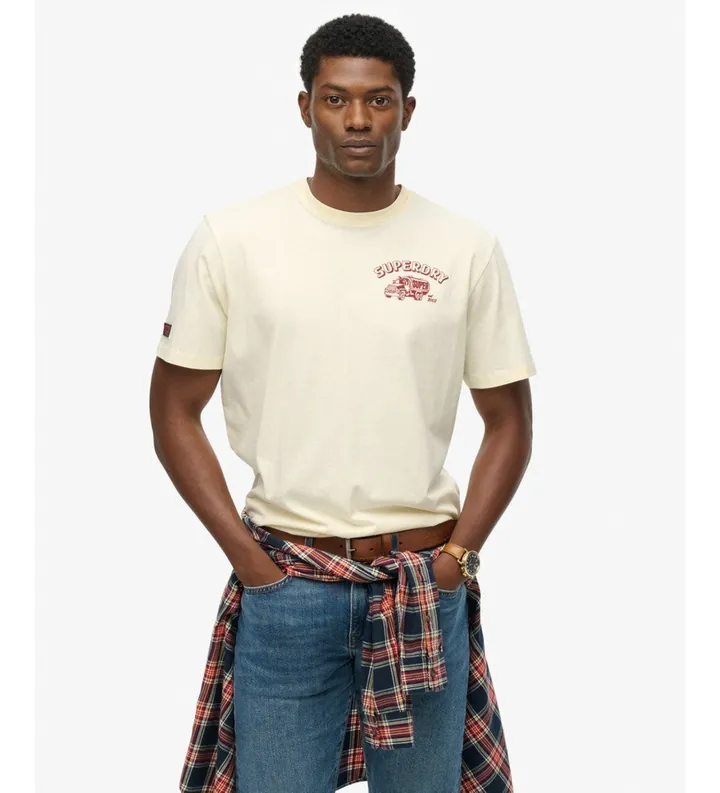 Superdry para hombre. M1012263A Camiseta Trade Tools Oversized blanco (L), Casual, Algodón, Manga corta