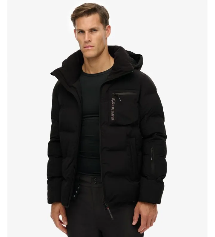 Superdry para hombre. MS110188A Chaqueta Ski Sports Washed negro (L), Casual, Deportivo, Poliéster, Nieve