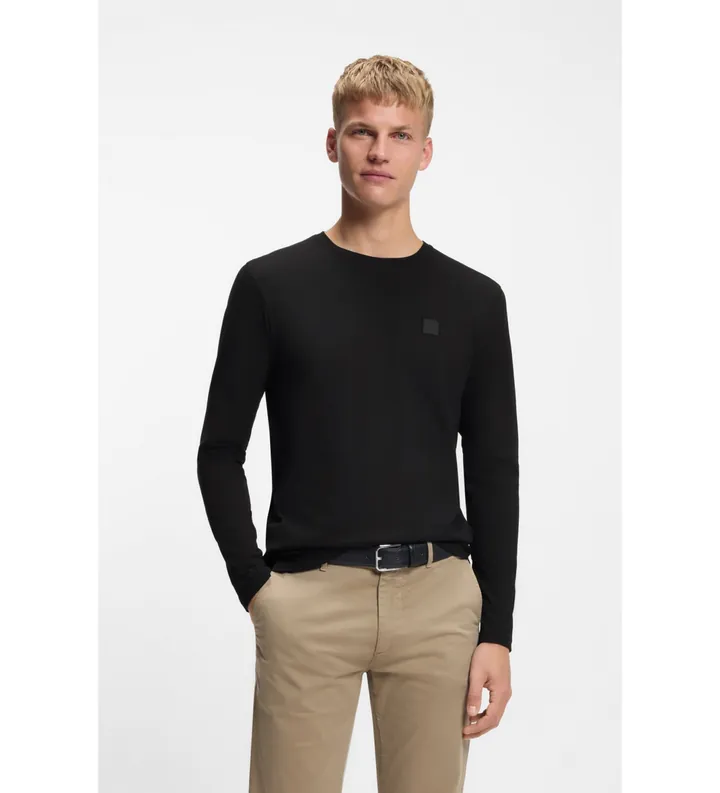 BOSS para hombre. 50512111 Camiseta Tacks negro (3XL), Casual, Algodón, Manga larga