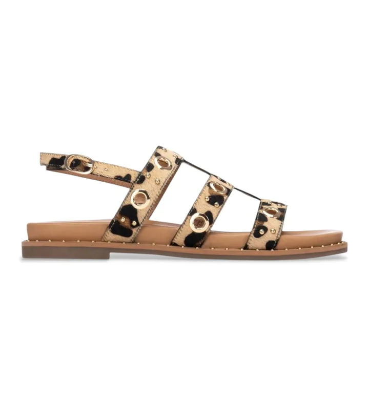 Carmela para mujer. 16320802-LEOPARDO Sandalias de Piel 163208 marrón (37), Plano, Hebilla, Casual, Animal print