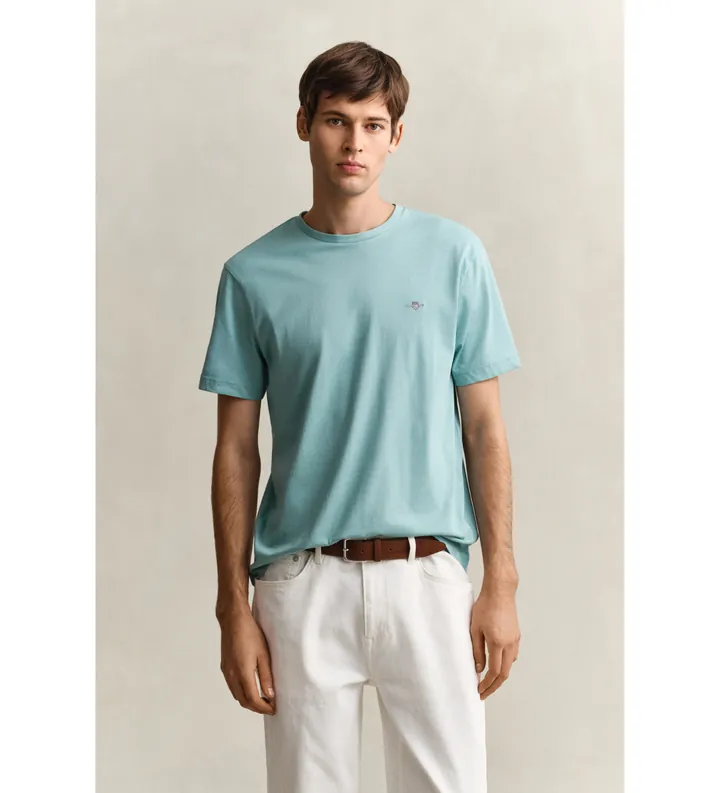 Gant para hombre. 2003184 Camiseta Regular Fit Shield turquesa (M), Casual, Algodón, Manga corta
