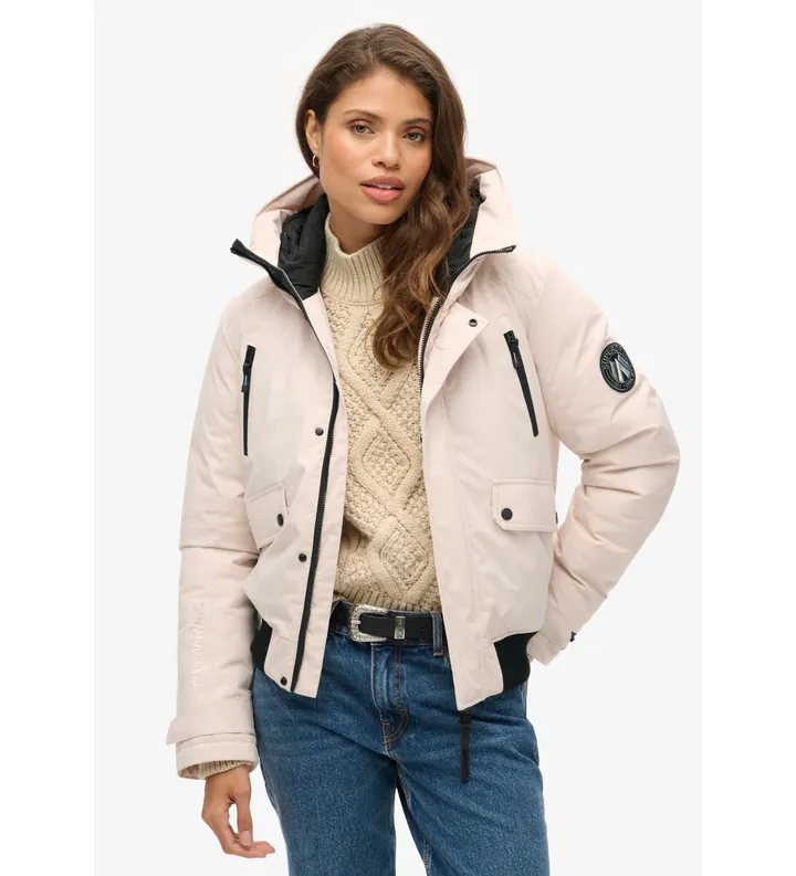 Superdry para mujer. W5011824A Chaqueta bomber acolchada City gris (XL), Casual, Poliéster Reciclado, Sostenible