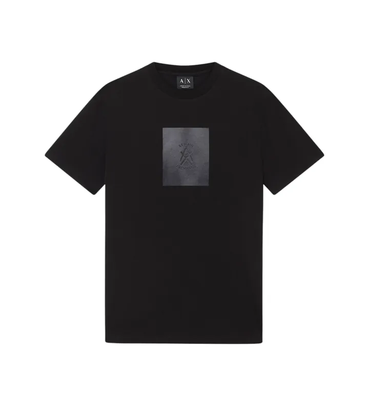 A|X Armani Exchange para hombre. XM002213AF10356UC001 Camiseta Estampado negro (L), Casual, Algodón, Manga corta
