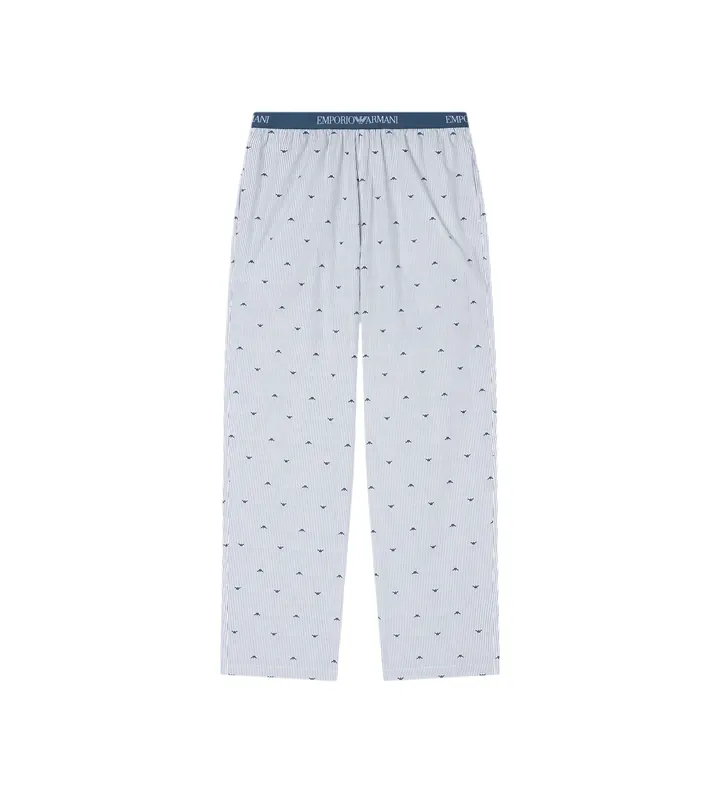 Emporio Armani para hombre. EM001410_AF19059 Pantalón de estar por casa con logotipo en tejido jacquard azul (L), Homewear, Algodón