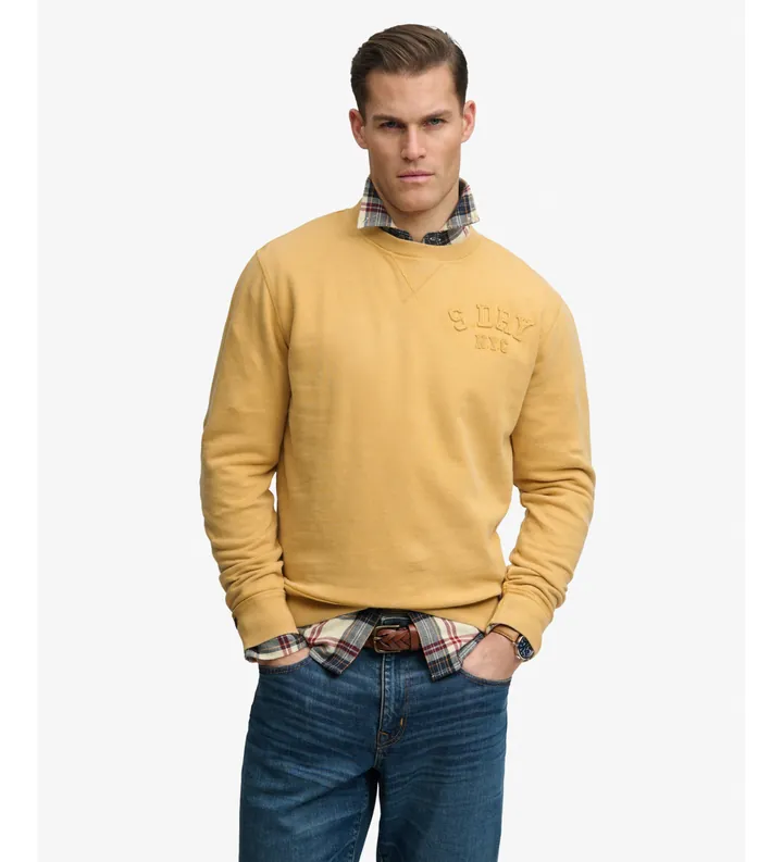 Superdry para hombre. M2014483A Sudadera Vintage Toanl amarillo (L), Casual, Algodón, Mostaza