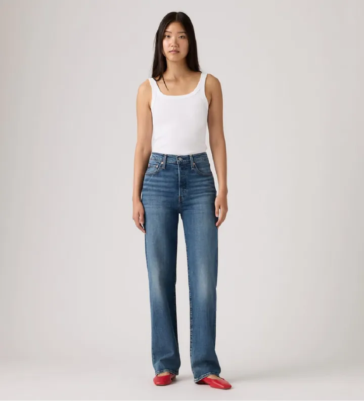 Levi's para mujer. 79078-0061 Jeans de Largo Completo Ribcage azul (24/32), Casual, Algodón, Denim