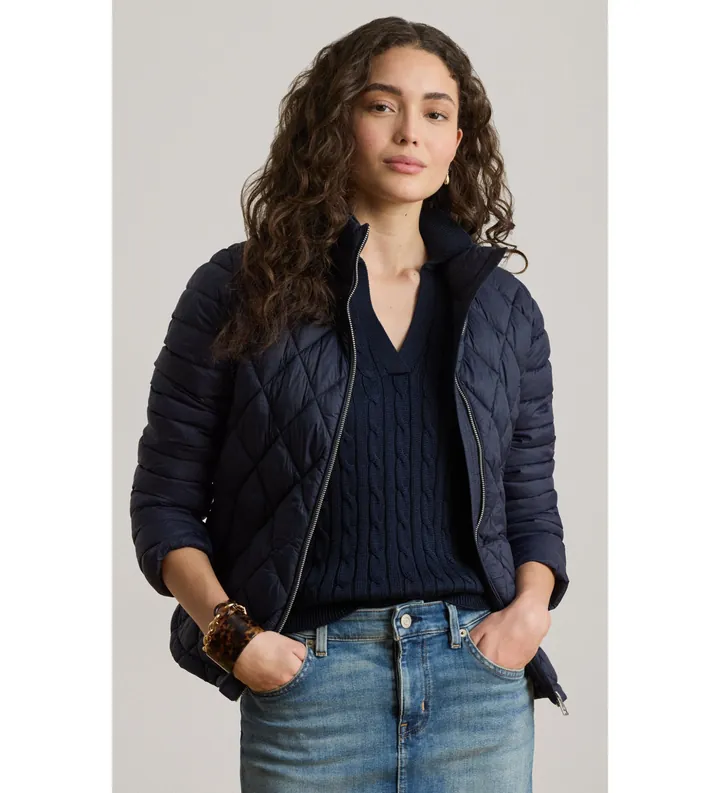 Lauren Ralph Lauren para mujer. 297P18070005 Chaqueta Mix marino (L), Casual, Nylon reciclado