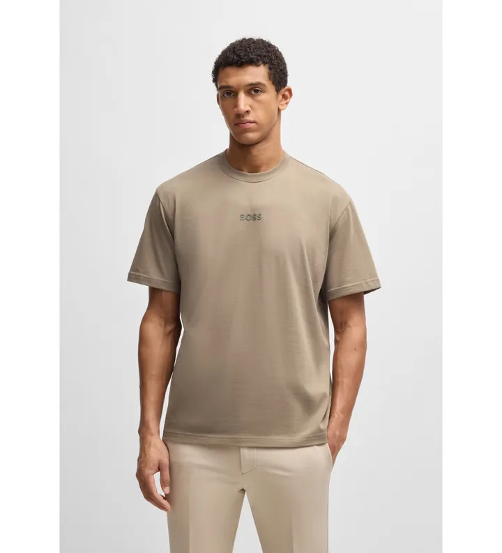 BOSS para hombre. 50519368 Camiseta Casual marrón (XXL), Algodón, Manga corta