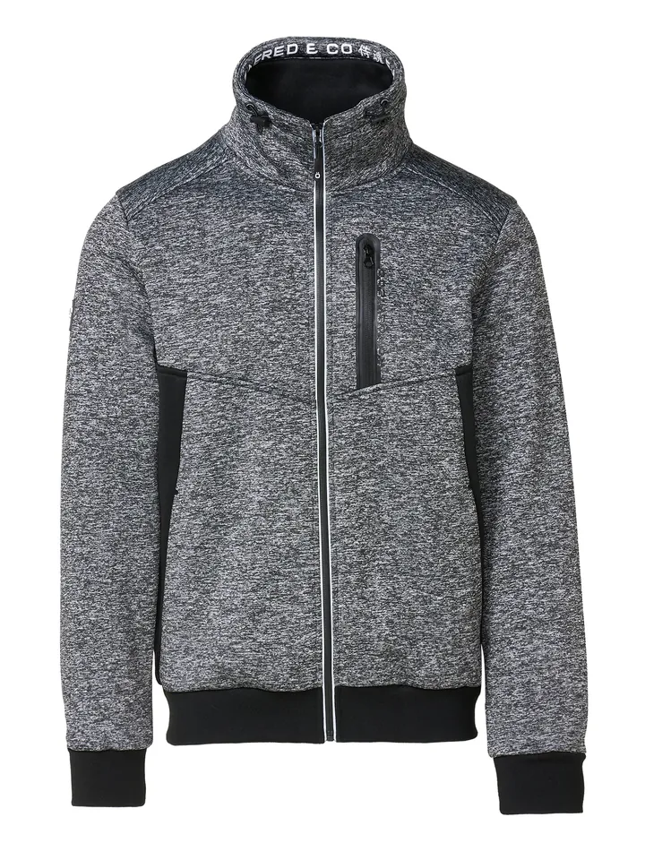 KOROSHI Sudadera con cremallera gris / negro