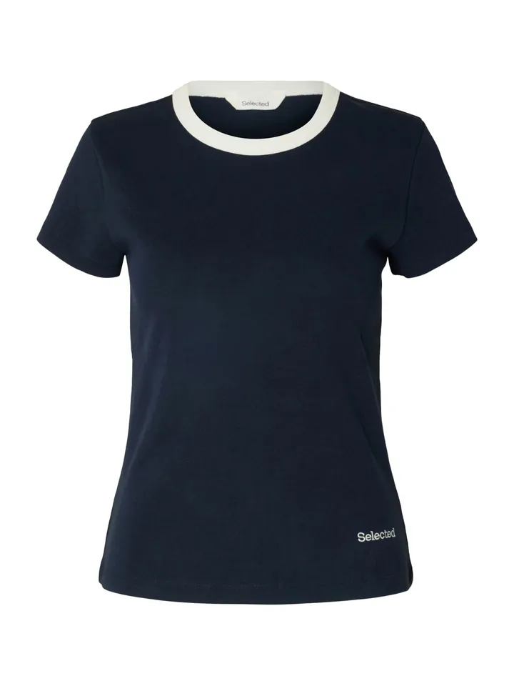 SELECTED Camiseta 'SLFMILLY' navy / blanco