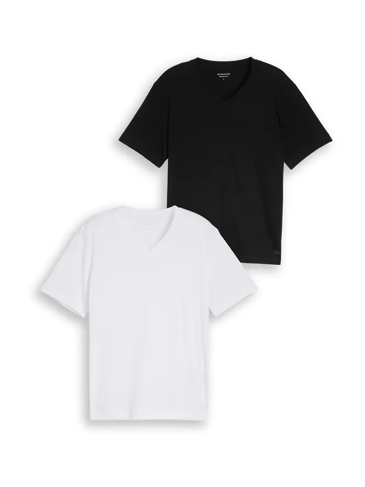 TOM TAILOR Camiseta negro / blanco