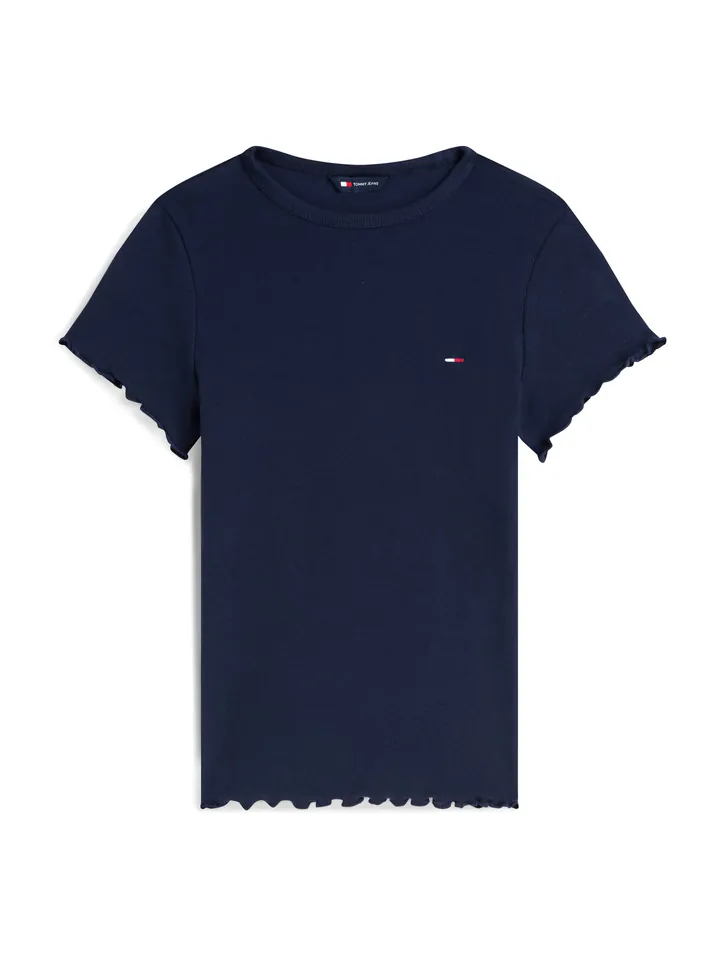 Tommy Jeans Camiseta 'Ruffle Trim Slim' azul noche