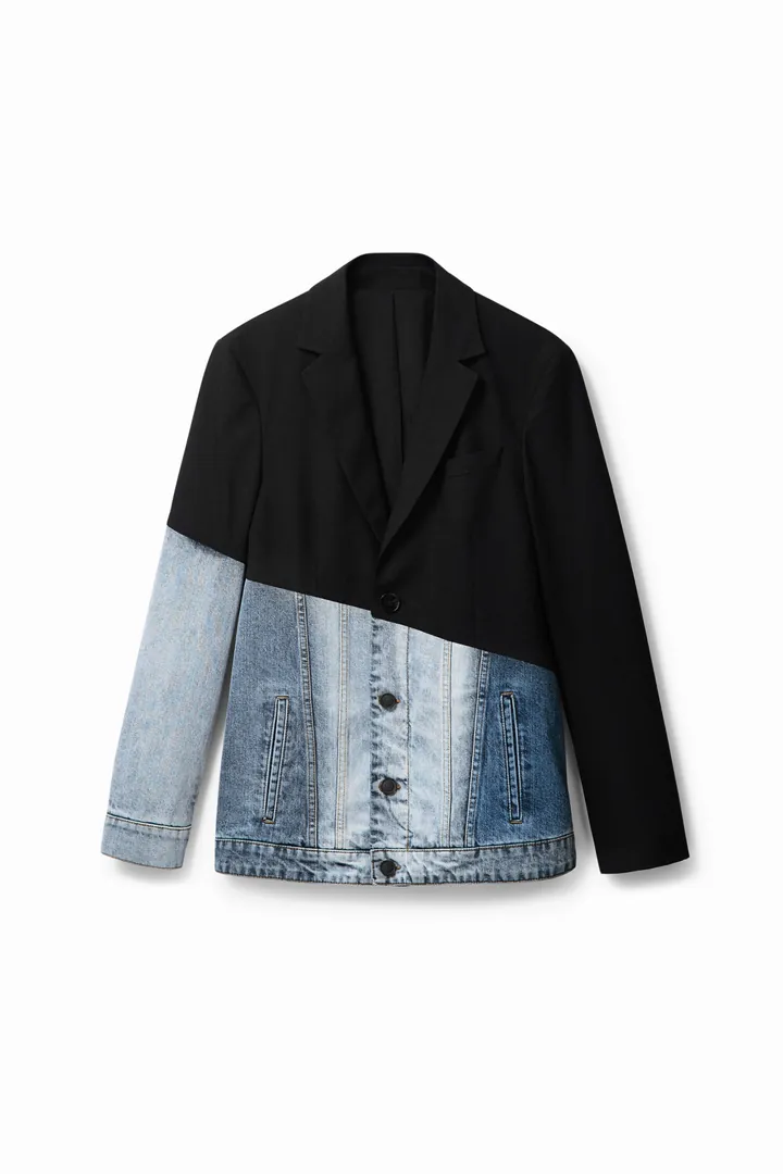 Desigual, Blazer vaquera bimateria, Negro, 52