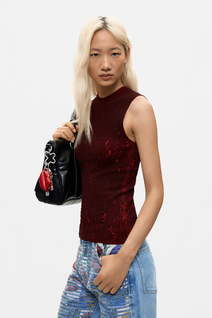 Desigual, Camiseta Sin Mangas Punto, Mujer, Rojo, L