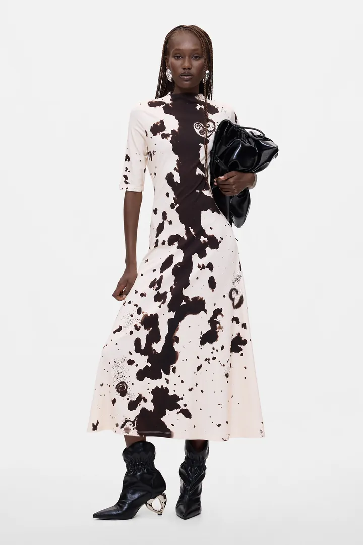 Desigual, Vestido Estampado, Mujer, Viscosa, Blanco, L