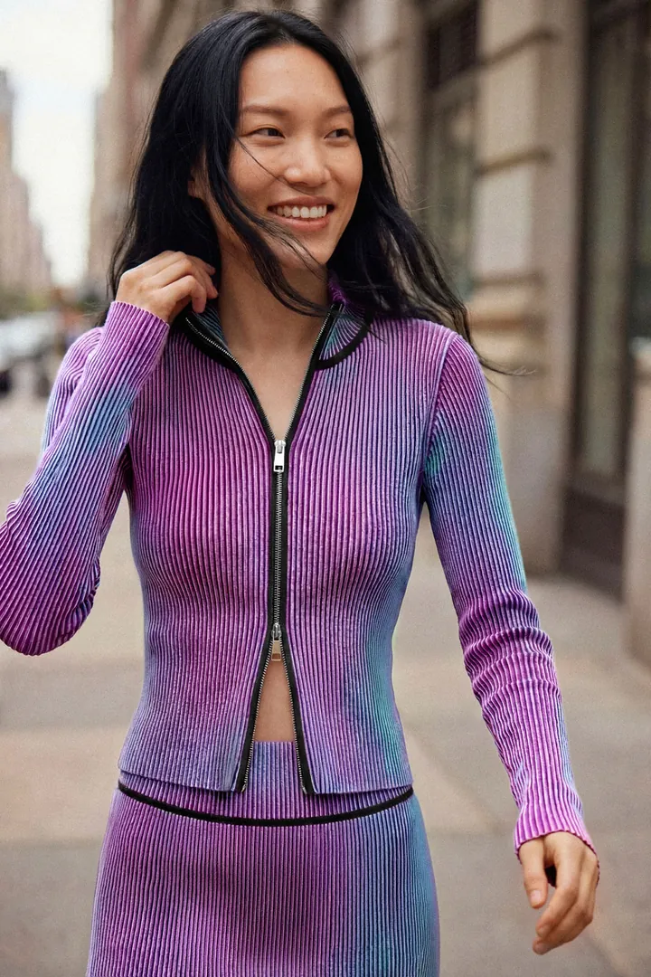 Desigual, Chaqueta cremallera punto tornasolado, Mujer, Rojo, L