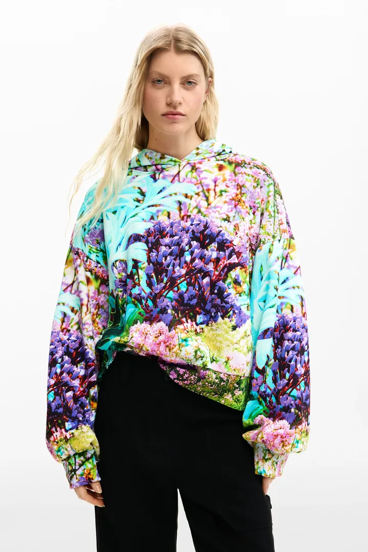 Desigual, Sudadera jardín silvestre, Mujer, Algodon, Negro, L