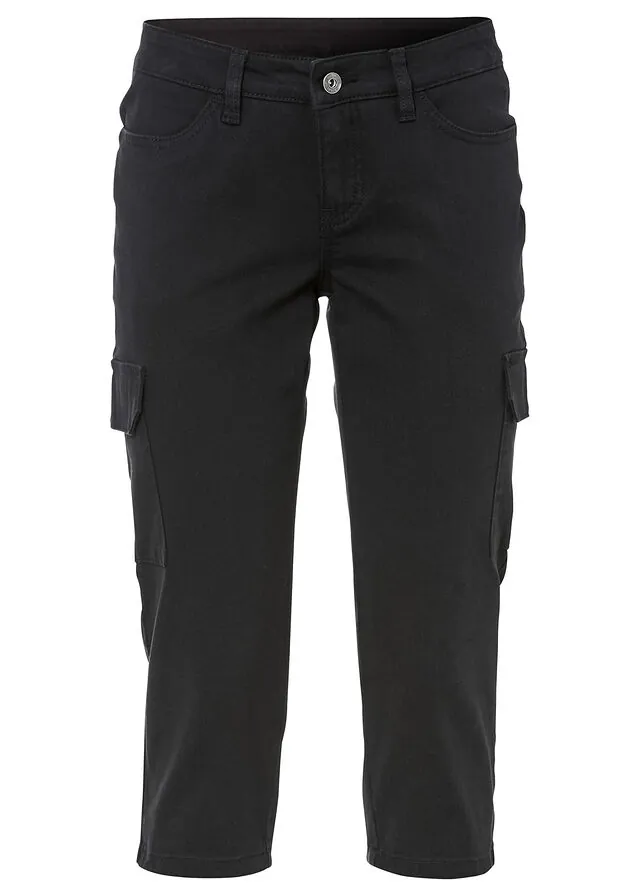 Pantalón capri de mezcla de algodón elástico