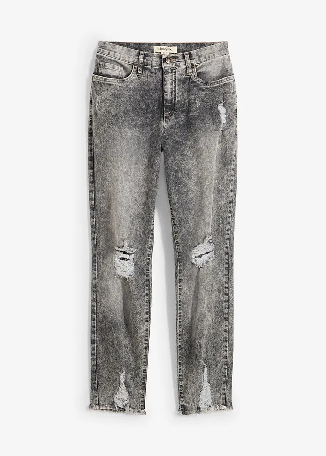 Vaqueros mom, high waist, con efecto roto