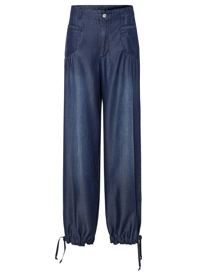 Pantalón de lyocell fluido con pernera ancha