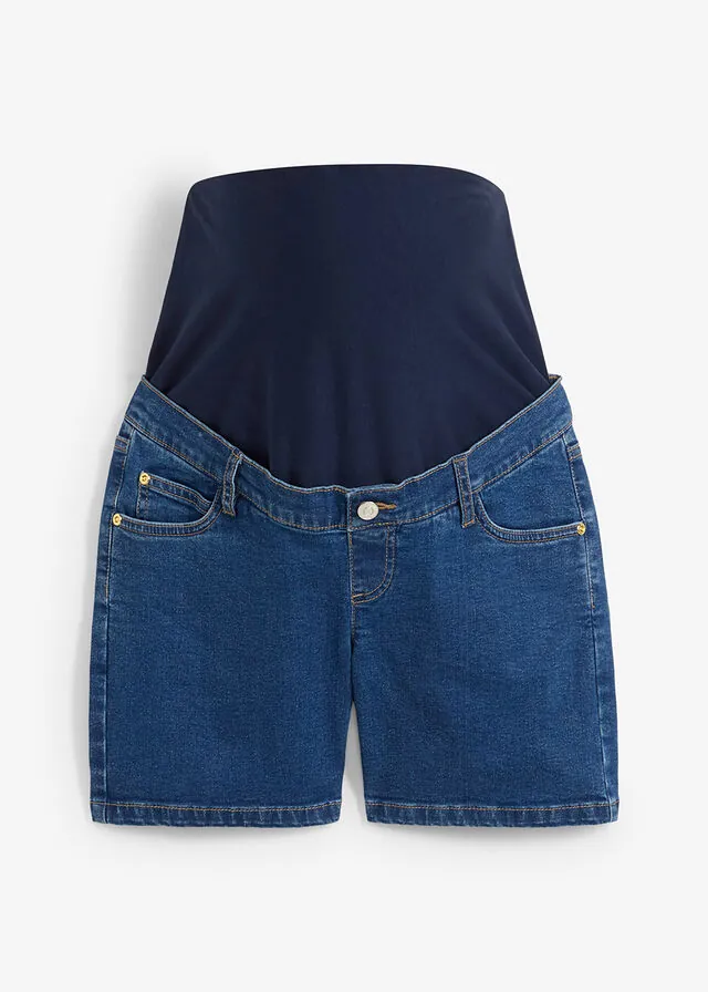Vaqueros cortos premamá de denim elástico de algodón