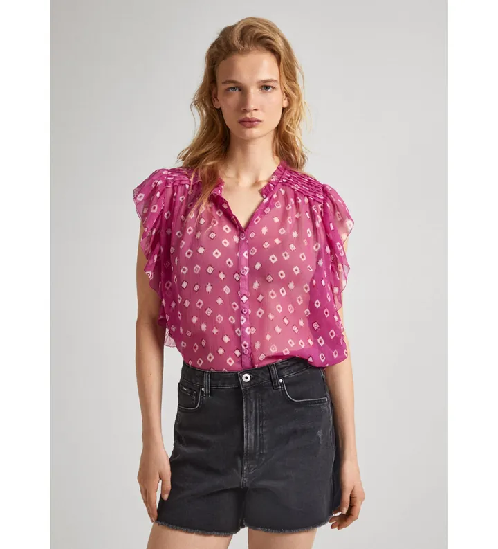 Pepe Jeans para mujer. PL304798 Blusa Marley rosa (S), Casual, Poliéster, Sin mangas / Tirantes