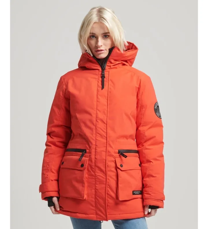 Superdry para mujer. W5011596A Parka acolchada City rojo (M), Casual, Poliéster