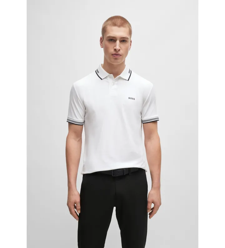 BOSS para hombre. 50506193 Polo Paul blanco (L), Casual, Algodón, Manga corta