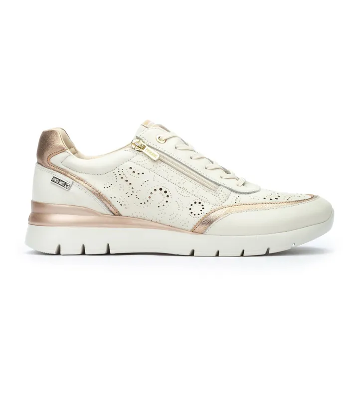 Pikolinos para mujer. W4R-6622C1 Zapatillas de Piel Cantabria blanco roto (36), 3 a 5cm, Cremallera, Casual