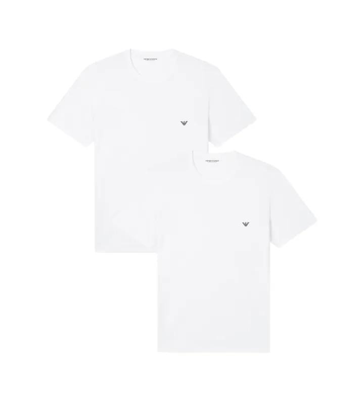 Emporio Armani para hombre. EM000391_AF14132 Set de 2 camisetas cuello redondo blanco (L), Homewear, Algodón