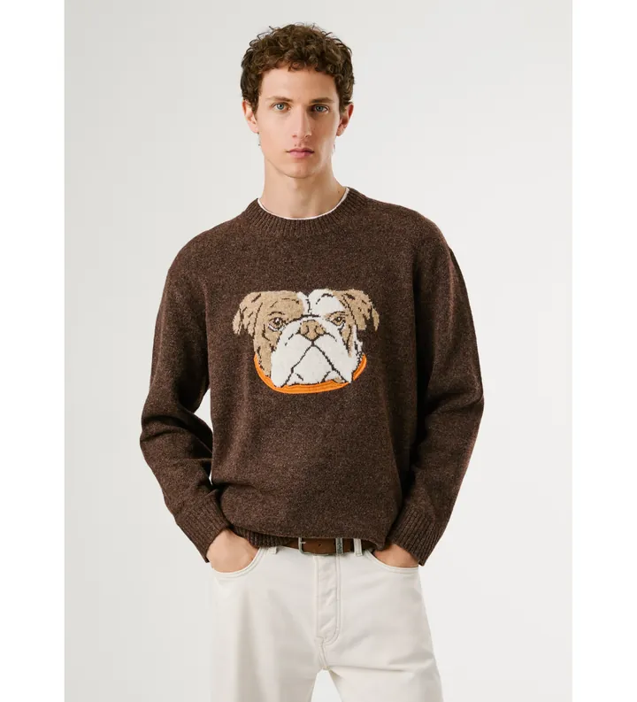 Pepe Jeans para hombre. PM7000023 Jersey Phelan marrón (L), Casual, Poliéster