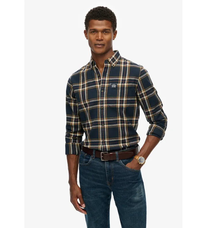 Superdry para hombre. M4011047A Camisa Lumberjack marino (3XL), Casual, Algodón, Manga larga