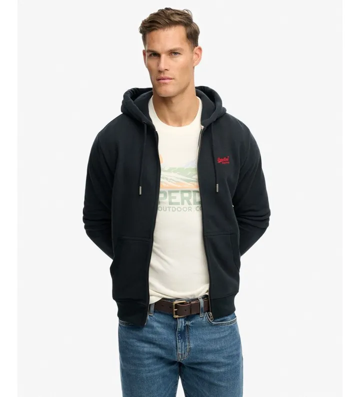 Superdry para hombre. M2014128A Sudadera Essential Logo Zip marino (L), Casual, Algodón
