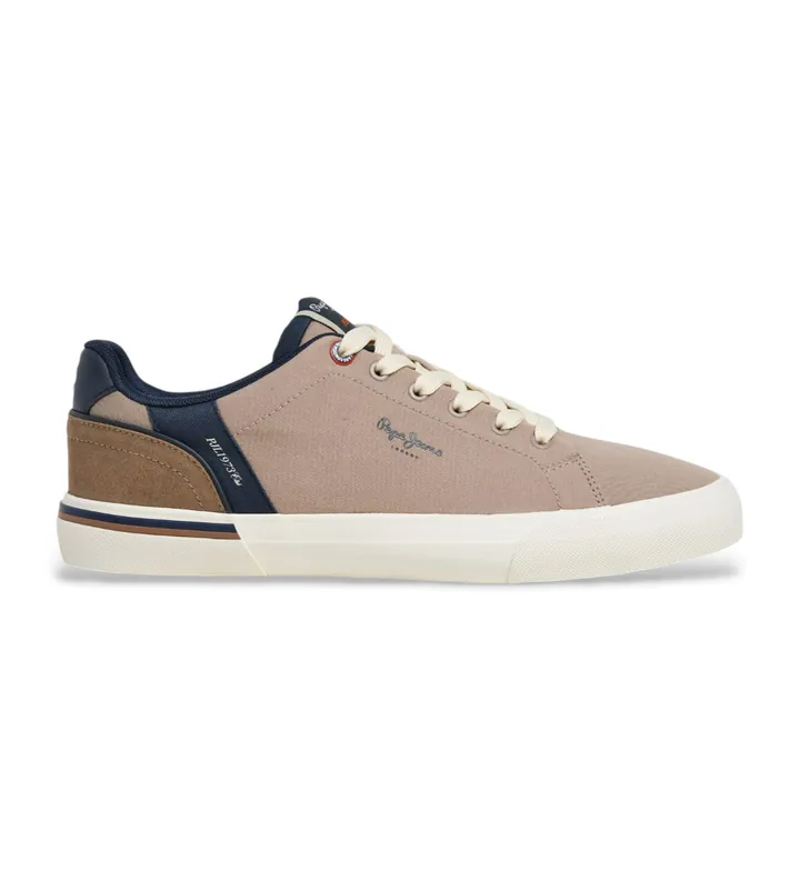 Pepe Jeans para hombre. PMS300013 Zapatillas Kenton State beige (44), Tela, Plano, Cordones, Casual