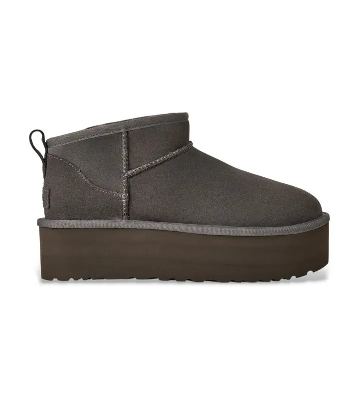 UGG para mujer. 1135092 Botines de Piel con plataforma Classic Ultra Mini gris oscuro (39), 5 a 8cm, Ninguno, Casual