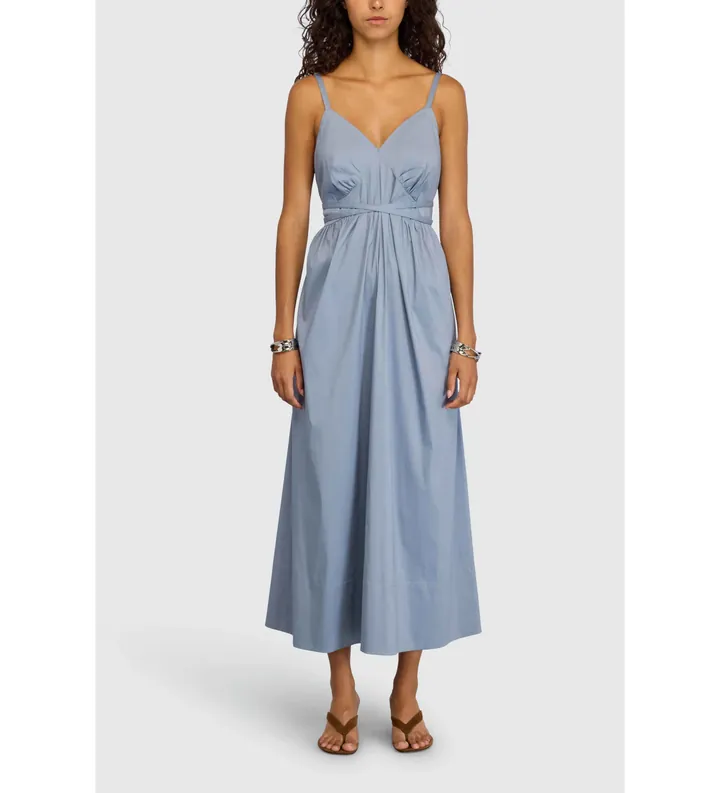 Semicouture para mujer. S6SK29 Vestido Alyssa azul (42), Casual, Algodón, Sin mangas / Tirantes