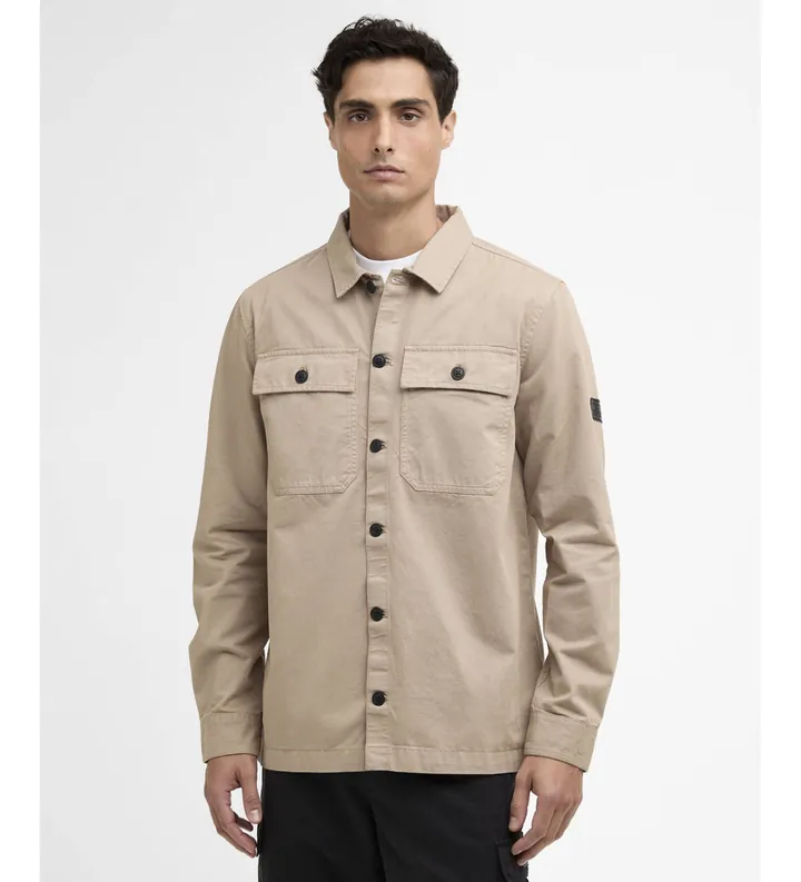 Barbour international para hombre. MOS0390 Camisa Arlo beige (L), Casual, Algodón, Manga larga