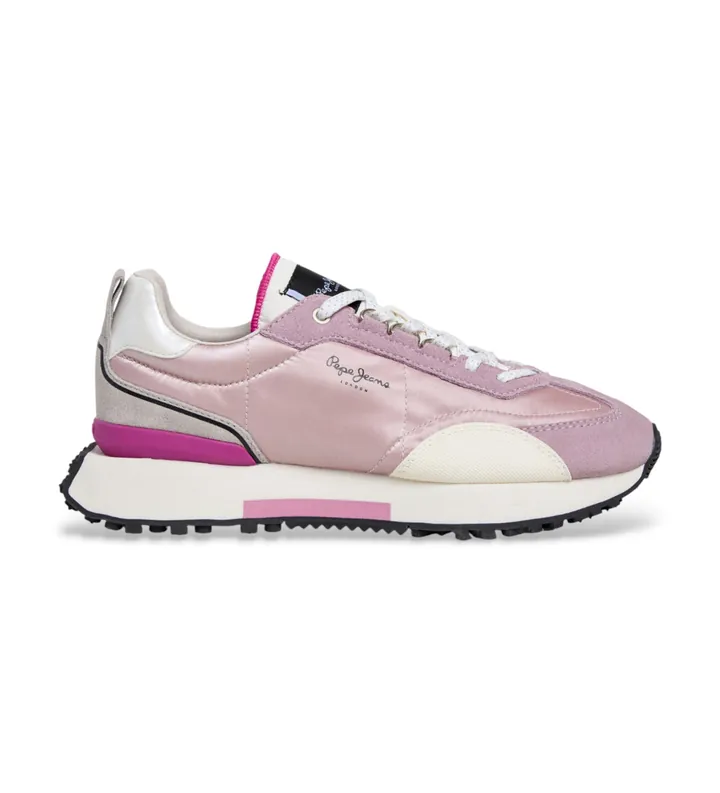 Pepe Jeans para mujer. PLS600038 Zapatillas de Piel Archer Glam rosa (39), Plano, Cordones, Casual