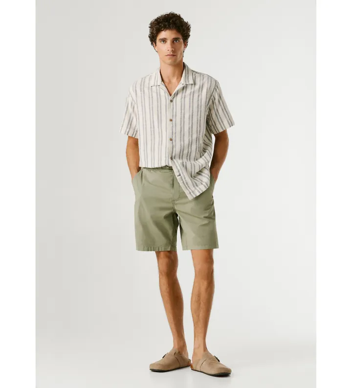 Pepe Jeans para hombre. PM8000033 Shorts Relaxed Pull On Poplin verde (29), Casual, Algodón
