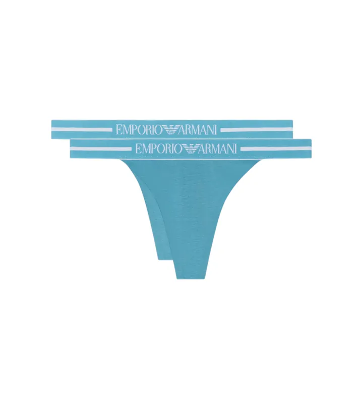 Emporio Armani para mujer. EW000405_AF19023 Set de 2 Tangas Confort azul (L), Homewear, Algodón