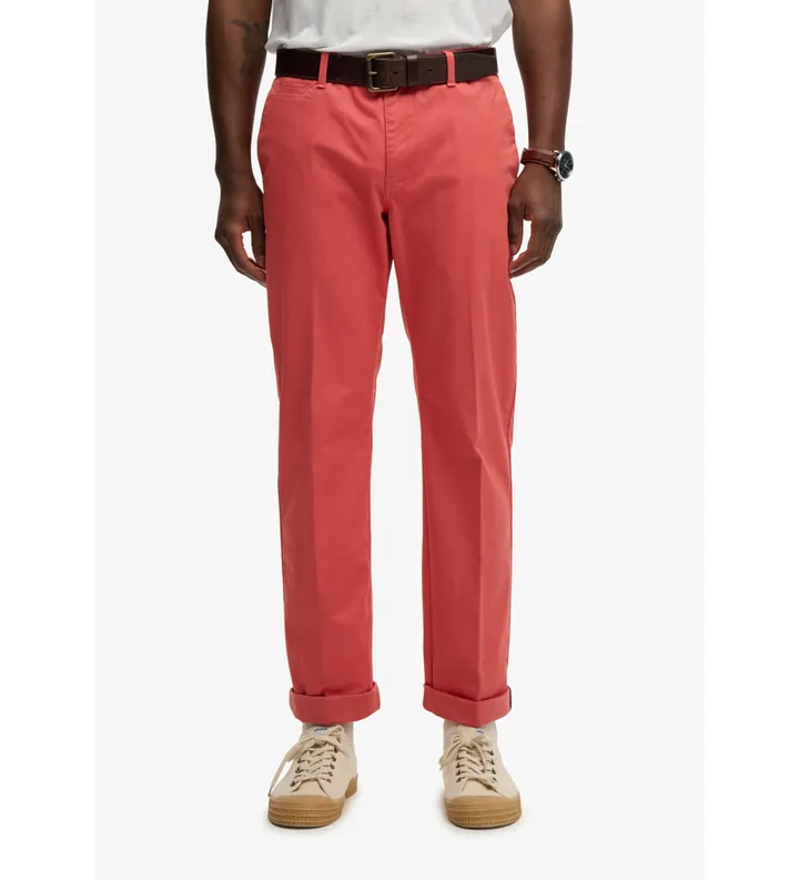 Superdry para hombre. M7011418A Pantalón Premium Recular Chino rojo (30/32), Casual, Algodón
