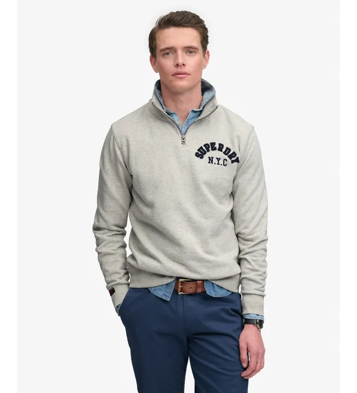 Superdry para hombre. M2014478A Sudadera Vintage Athletic Half Zip gris (3XL), Casual, Algodón