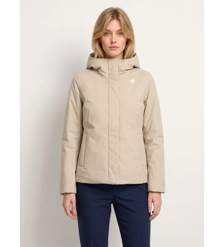 K-way para mujer. K81449W Chaqueta Lil Twill Soft Beaver beige (L), Casual, Nylon, Outdoor