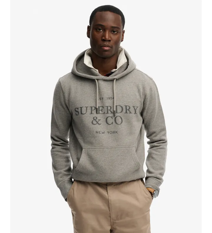 Superdry para hombre. M2014538A Sudadera con capucha 1954 Company Relaxed gris (L), Casual, Algodón