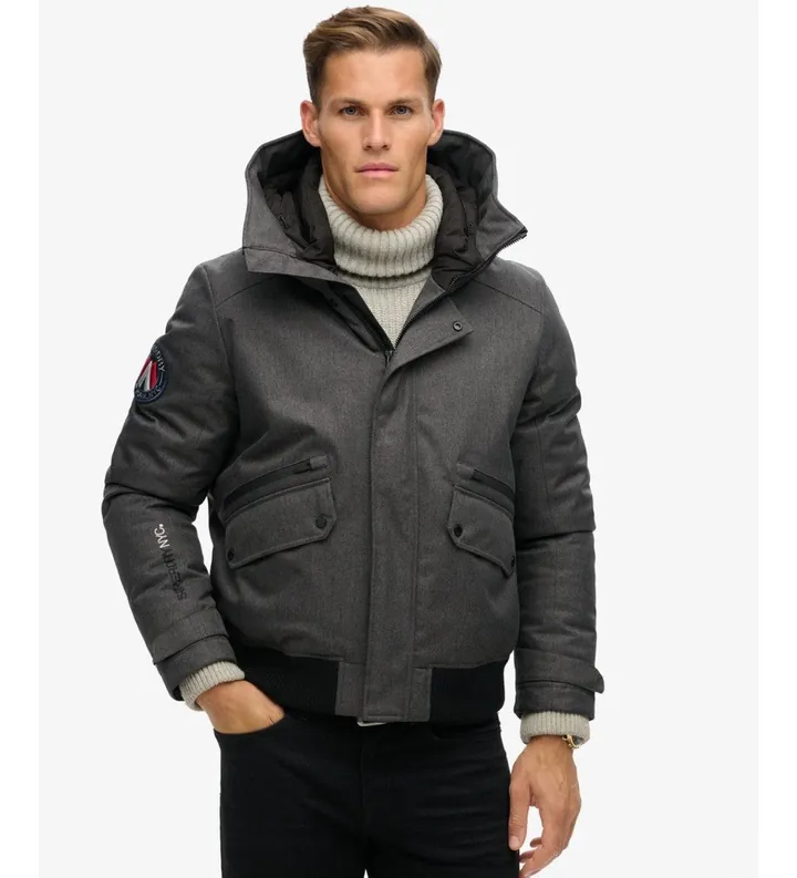 Superdry para hombre. M5012048A Cazadora bomber City Tweed Padded gris (L), Casual, Tela