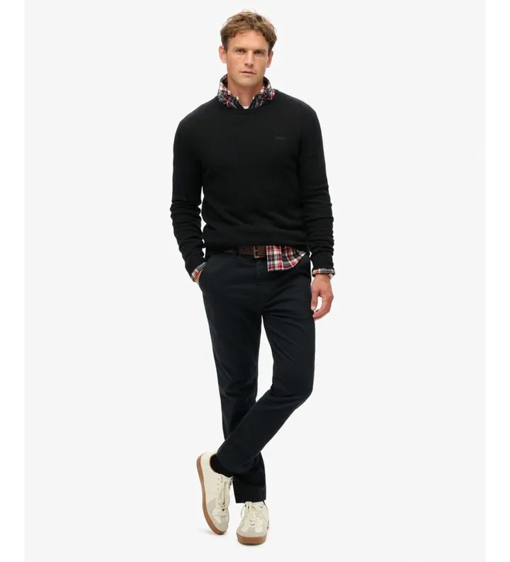 Superdry para hombre. M7011135A Pantalón Chino International negro (29/32), Casual, Algodón