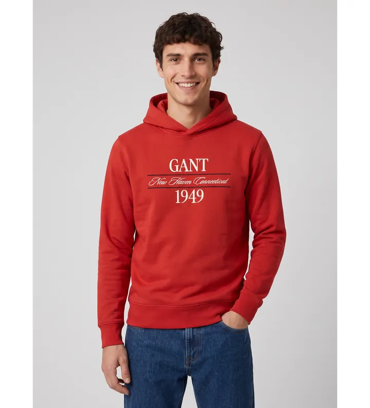 Gant para hombre. 2067157 Sudadera Gráfica con Capucha rojo (L), Casual, Algodón