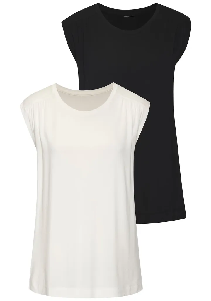 LASCANA Camiseta negro / offwhite